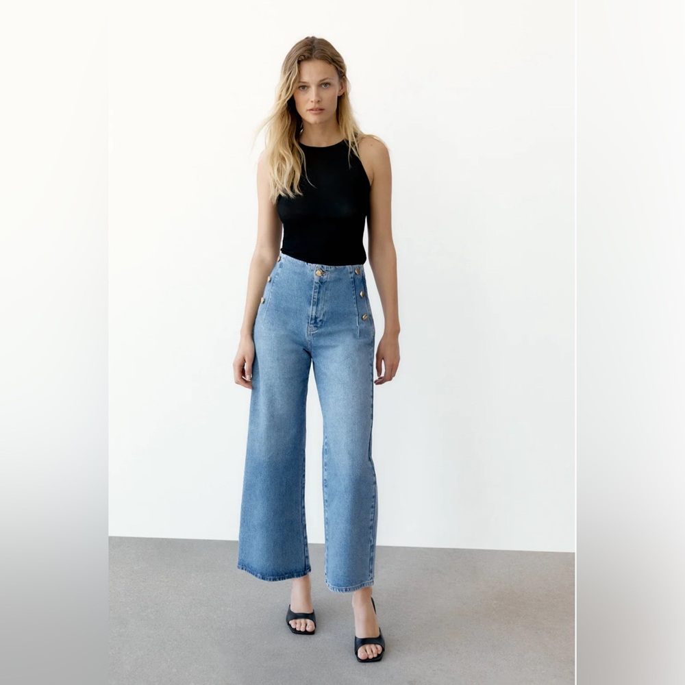 🤩SALE! ZARA High Waisted Sailor Cropped Jeans